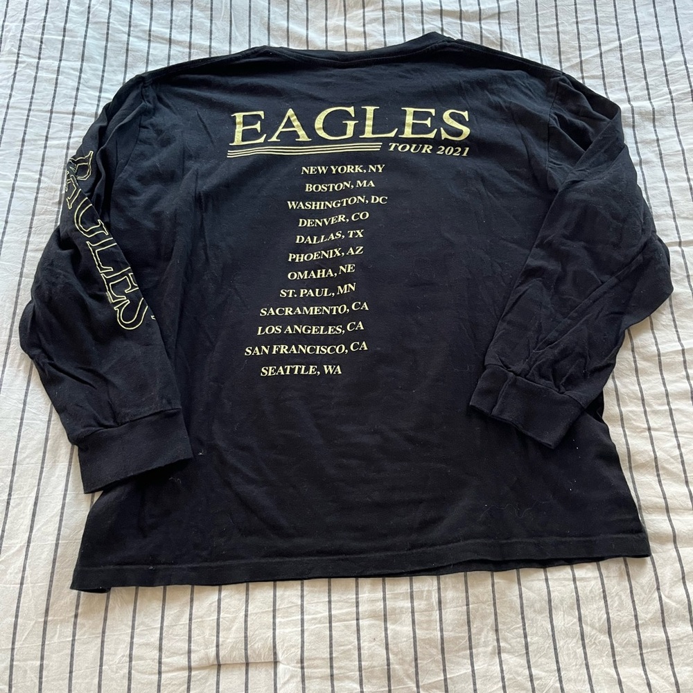 Black Long Sleeve Eagles Graphic Tee - Picture 4 of 6